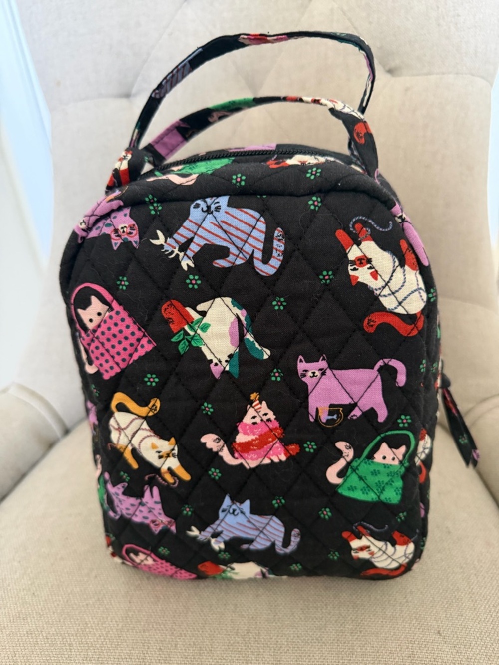 Vera Bradley Lunchbox in Cotton Multicolor Cat Print